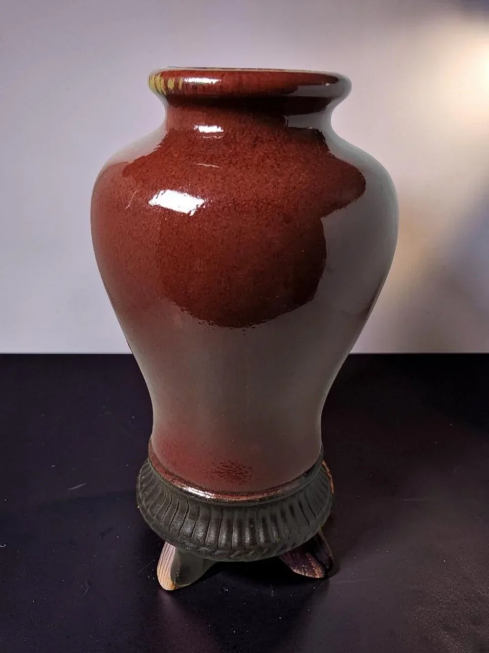 Vintage Repop Chinese porcelain vase with a oxblood red glaze.